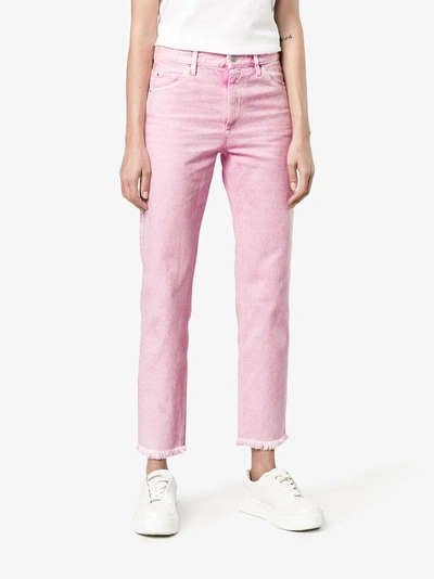 Shop Isabel Marant Étoile Jeans Mit Aufgerautem Saum In Pink/purple
