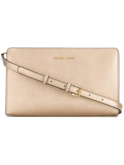 Shop Michael Michael Kors Jet Set Cross Body Clutch In Metallic