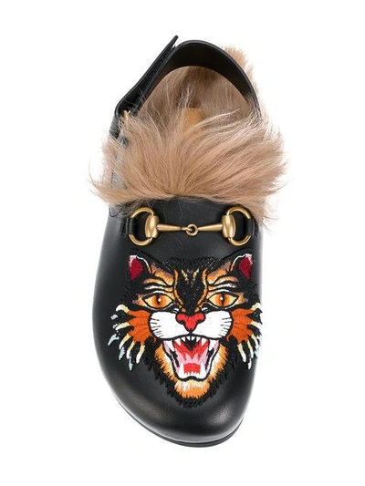 Shop Gucci Horsebit Angry Cat Slippers