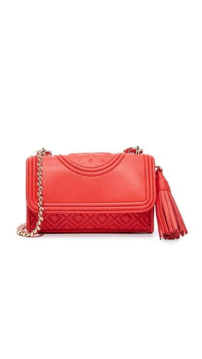 Tory Burch Small Fleming Leather Convertible Shoulder Bag - Red In Exotic Red/gold