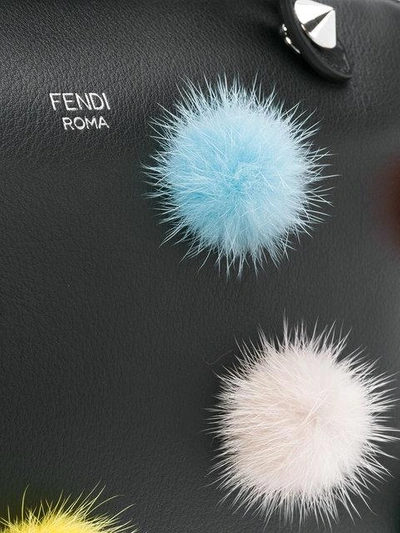 Shop Fendi By The Way Pom Pom Tote In Black