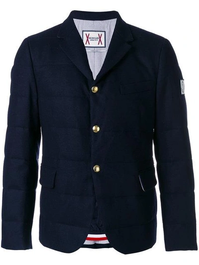 Shop Moncler Flap Pockets Padded Jacket In Blue