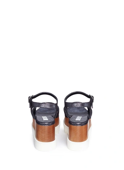 Shop Stella Mccartney 'elyse' Metallic Alter Nappa Wood Platform Sandals