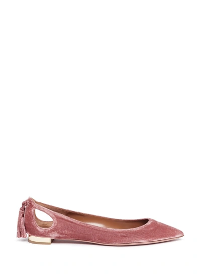 Aquazzura 'forever Marilyn' Tassel Bow Velvet Flats