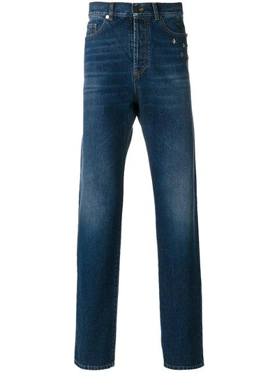 Shop Saint Laurent Star Studded Straight Jeans In Blue