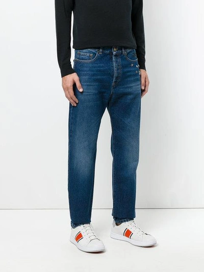 Shop Saint Laurent Star Studded Straight Jeans In Blue