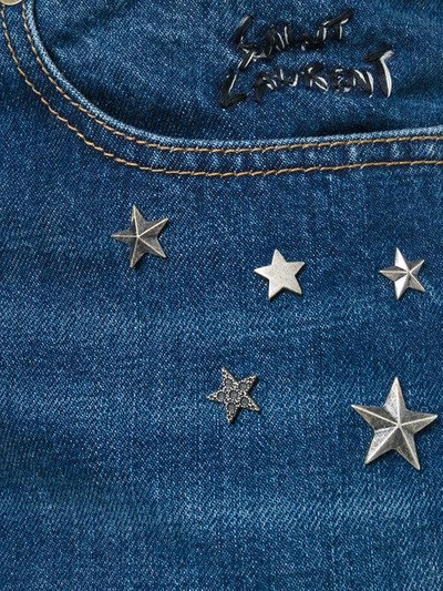 Shop Saint Laurent Star Studded Straight Jeans In Blue