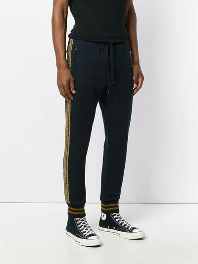 Shop Dolce & Gabbana Metallic Detail Track Pants In Blue