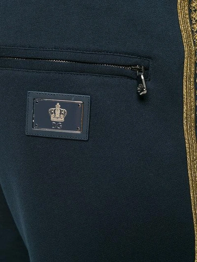 Shop Dolce & Gabbana Metallic Detail Track Pants In Blue