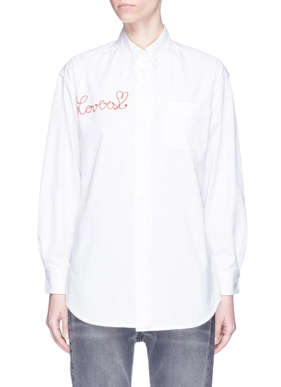 Shop Forte Couture 'kim' Slogan Embroidered Oxford Shirt