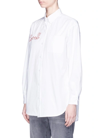 Shop Forte Couture 'kim' Slogan Embroidered Oxford Shirt