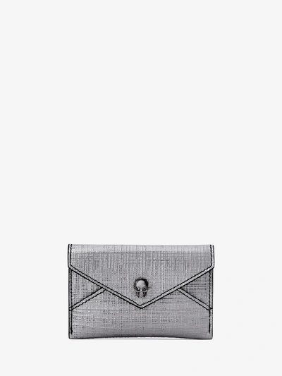 Shop Alexander Mcqueen Skull Envelope Card Holder In Silver