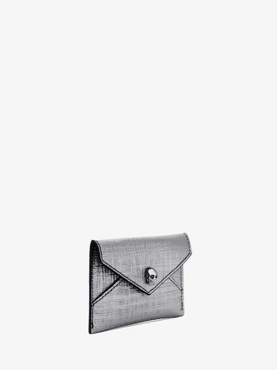 Shop Alexander Mcqueen Skull Envelope Card Holder In Silver