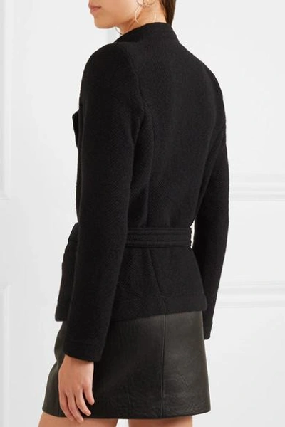 Shop Iro Leather-trimmed Wool-blend Bouclé Jacket In Black