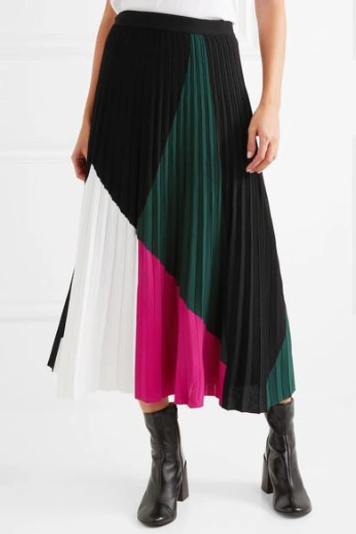 Shop Proenza Schouler Color-block Pleated Knitted Midi Skirt