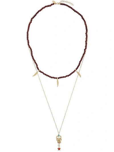 Iosselliani Puro Satyr Red Agate Double Necklace - Metallic In Metallic