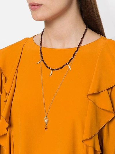 Iosselliani Puro Satyr Red Agate Double Necklace - Metallic In Metallic