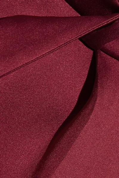 Shop Valentino Pleated Silk-satin Wide-leg Pants In Burgundy