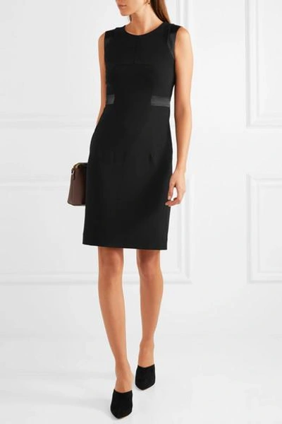 Shop Karl Lagerfeld Satin-trimmed Crepe Mini Dress In Black