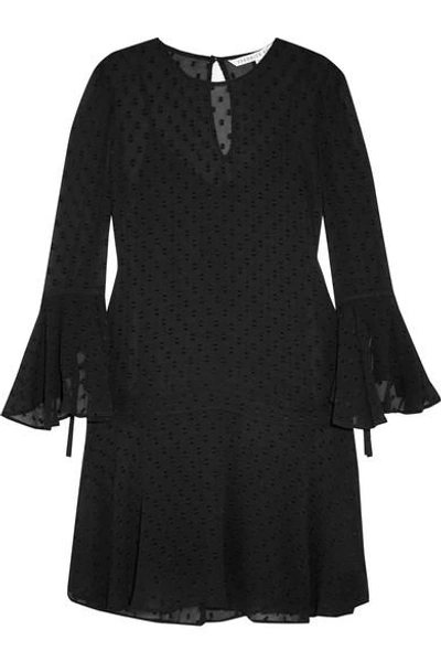 Shop Veronica Beard Emerson Fil Coupé Silk-blend Chiffon Mini Dress In Black