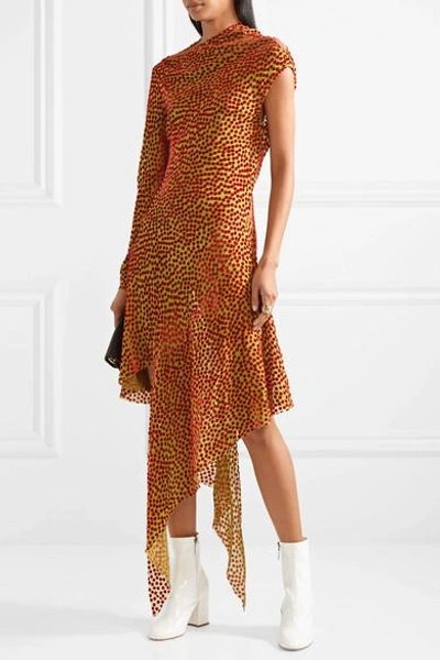 Shop Marques' Almeida Asymmetric Flocked Chiffon Midi Dress