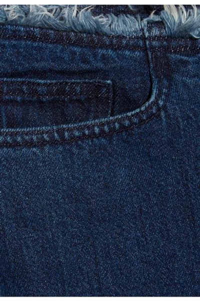 Shop Marques' Almeida Frayed Mid-rise Wide-leg Jeans In Dark Denim