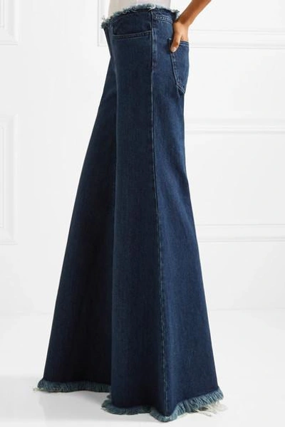 Shop Marques' Almeida Frayed Mid-rise Wide-leg Jeans In Dark Denim