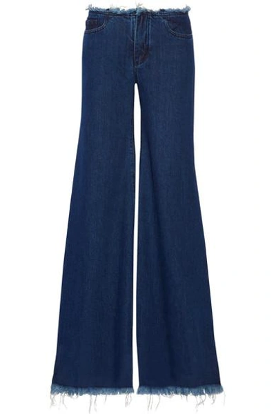 Shop Marques' Almeida Frayed Mid-rise Wide-leg Jeans In Dark Denim