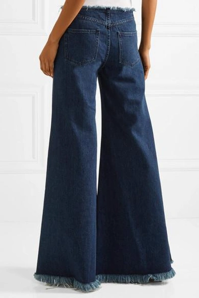 Shop Marques' Almeida Frayed Mid-rise Wide-leg Jeans In Dark Denim