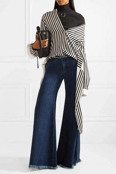 Shop Marques' Almeida Frayed Mid-rise Wide-leg Jeans In Dark Denim