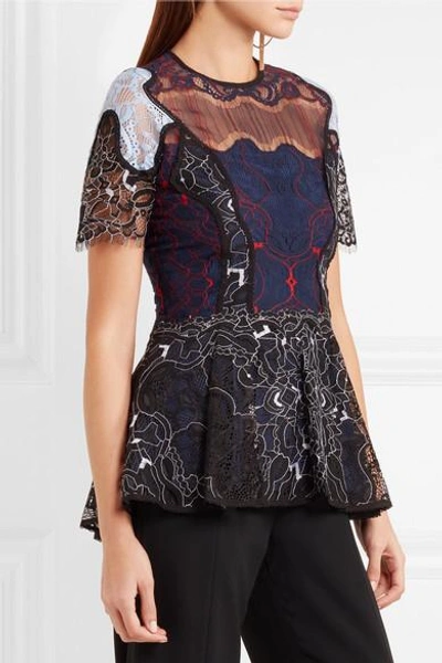 Shop Jonathan Simkhai Embroidered Lace Peplum Top