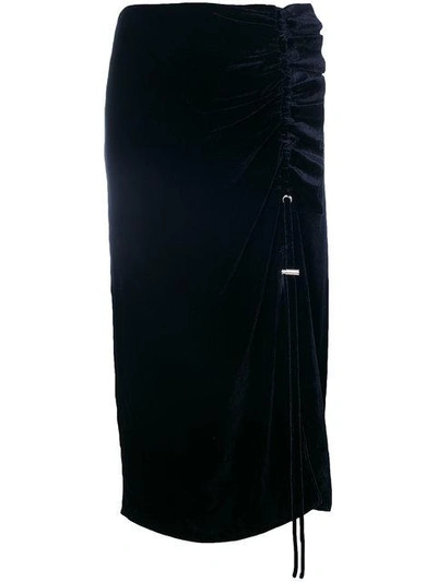 Shop Cedric Charlier Ruffled Panel Velvet Skirt