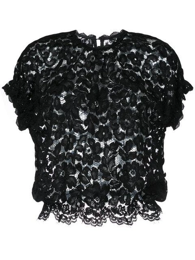 Shop Aula Lace Detail Ruffled Sleeve Top