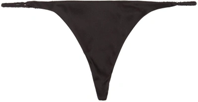 Shop Fleur Du Mal Black Luxe Silk V String Thong