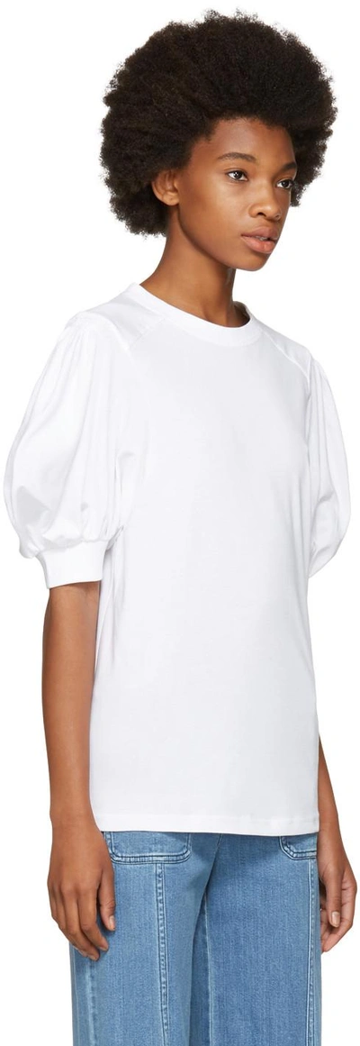 Shop Chloé White Puff Sleeve T-shirt
