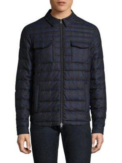 Shop Etro Sportswear Quilted Wool Jacket In Blue