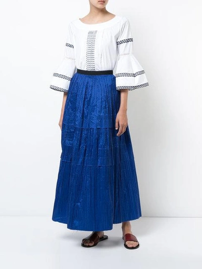 Shop Oscar De La Renta Full Length Pleated Skirt
