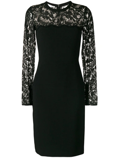 Stella Mccartney Sally Lace-paneled Stretch-crepe Mini Dress In Black