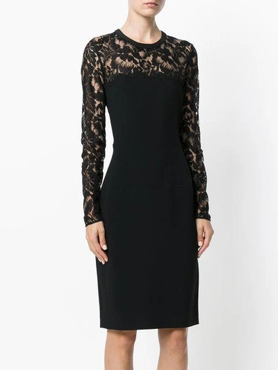 Shop Stella Mccartney Lace Fitted Dress - Black