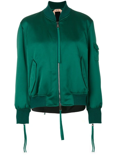 N°21 No21 - Contrast Back Bomber Jacket  In Green