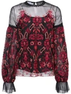 OSCAR DE LA RENTA sheer blouse with print,P17N73412204133