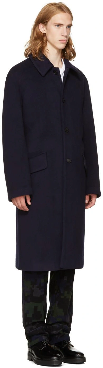 Shop Acne Studios Navy Magma Coat