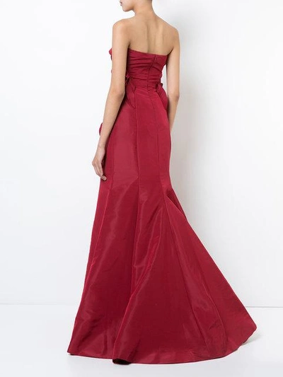 Shop Oscar De La Renta Ruffle Flared Gown In Red