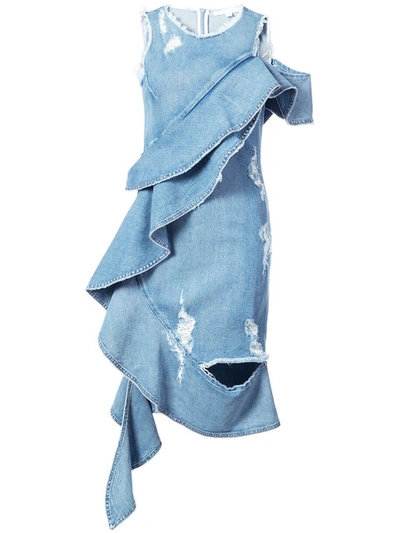 Jonathan simkhai denim ruffle cheap dress