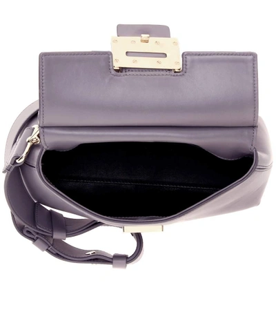 Shop Roger Vivier Leather Shoulder Bag In Grey