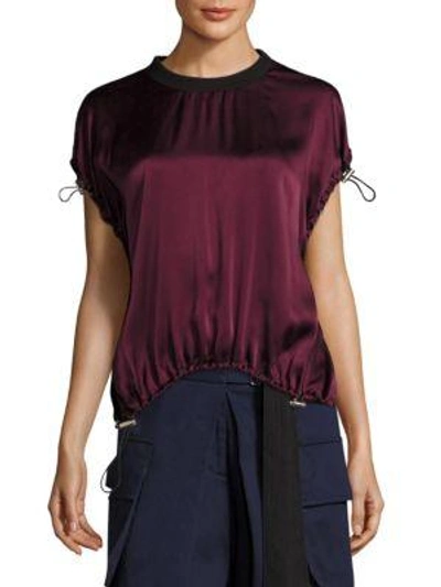 Public School Jana Gathered Silk Blouse In Burgundy