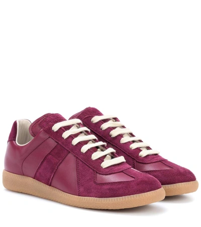 Maison Margiela Replica Leather And Suede Sneakers In Red