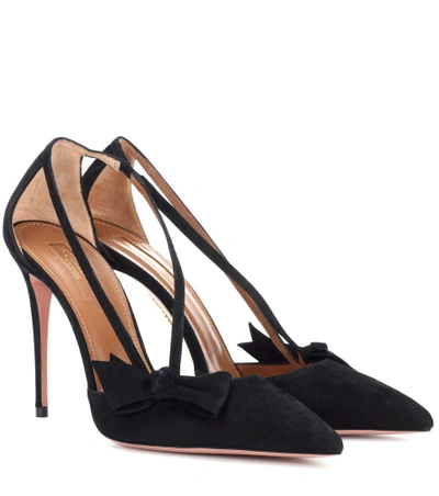 Shop Aquazzura Parisienne 105 Suede Pumps In Llack