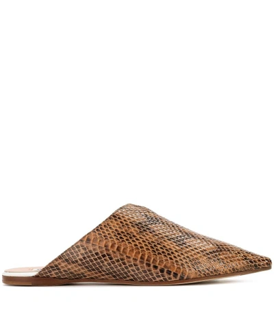 Shop Acne Studios Amos Leather And Snakeskin Slippers In Multicoloured