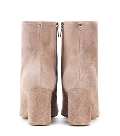 Shop Ferragamo Pisa 70 Suede Ankle Boots In Neutrals